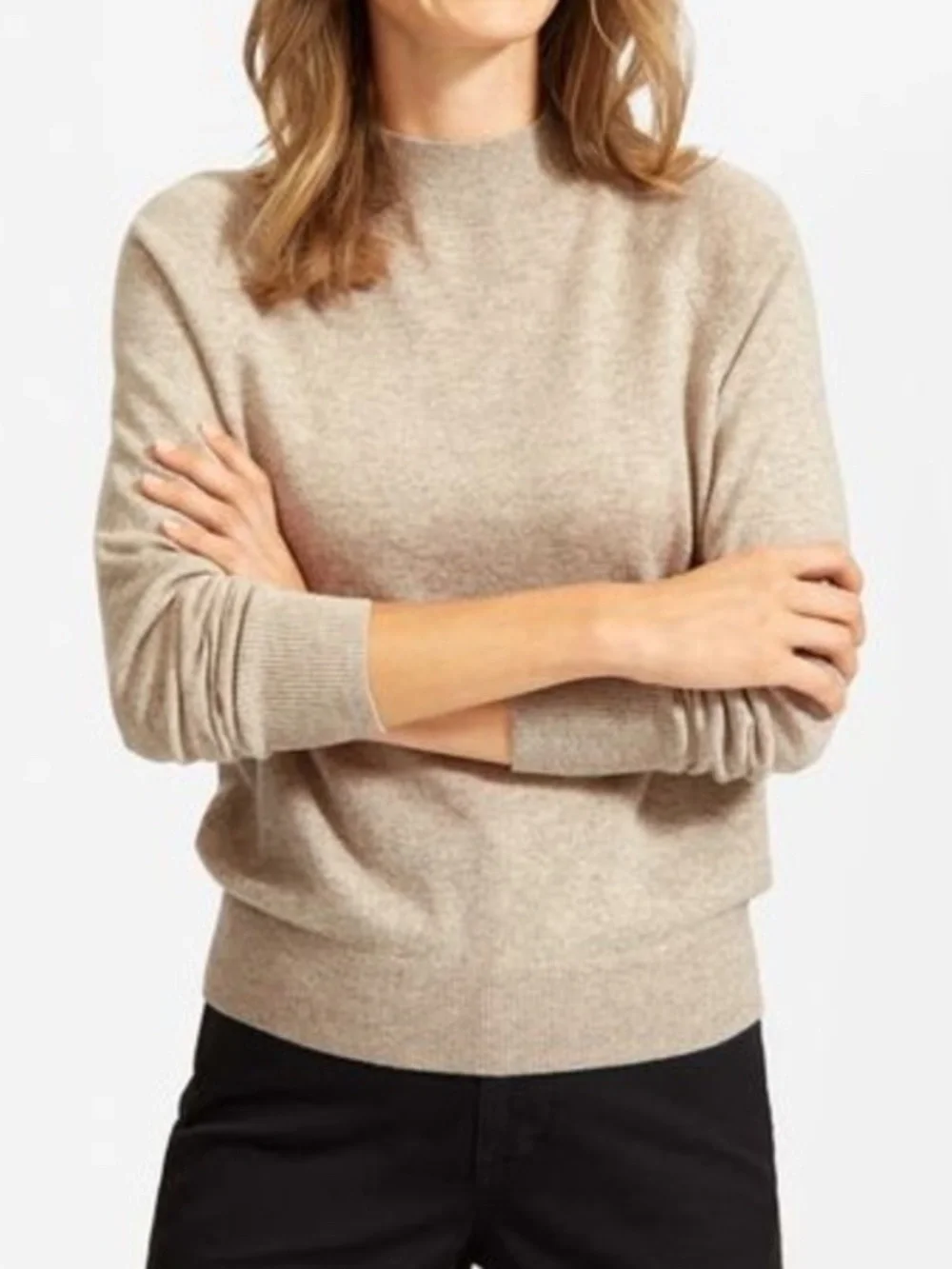 Everlane Cashmere Mock Neck Sweater in Oatmeal Beige Neutral Size Small